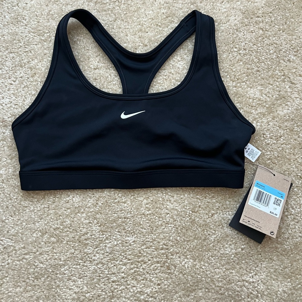 NWT Nike Women's Black Sports Bra with White Logo